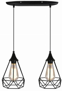 Lampa wisząca podwójna czarna loftowa GRAF 2XE27 60W 