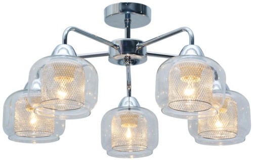 LAMPAMI - lampa sufitowa srebrna, lampa srebrna, srebrna lampa do sypialni, żyrandol do salonu