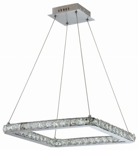 Lampa wisząca ledowa kryształki kwadrat 42x42 cm LORDS 24W LED CHROM