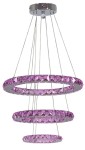 Lampa wisząca potrójna ledowa kryształki 50 cm LORDS 48W LED RBG CHROM z pilotem