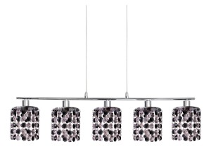 Lampa wisząca kryształki czarne ROYAL 5XG9 40W CHROM