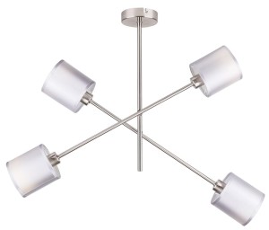 Srebrna lampa sufitowa wisząca sztyca SAX 4XE14 40W SATYNA