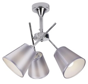 Srebrna lampa sufitowa wisząca VOX 3XE14 40W CHROM Z ABAŻUREM 