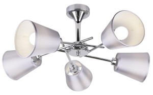 Srebrna lampa sufitowa wisząca VOX 5XE14 40W CHROM Z ABAŻUREM 