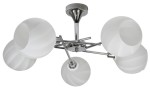 Srebrna lampa sufitowa RAUL 5XE14 40W CHROM KLOSZ BIAŁY 