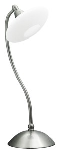 Lampa stołowa klasyczna ELISA 1XG9 40W SATYNA-NIKIEL+BIAŁE SZKŁO