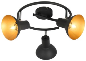Lampa przysufitowa spirala DISO 3XE27 40W CZARNY+ZLOTO 