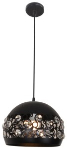 Lampa wisząca pojedyncza czarna z kryształkami 30 1xE27 40W JOLINA