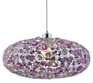 Lampa wisząca kryształki 120 cm 1xE27 60W CRISTY FIOLET+ LINKA 85-10523