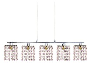 Lampa wisząca chromowa 5xG9 40W CLASSIC fiolet