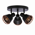 Lampa sufitowa czarna z miedzianym plafon 3xE14 40W NERIA 