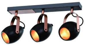 Lampa sufitowa listwa czarna odbłyśnik złoty 3xE14 40W ANICA