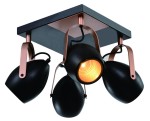 Lampa sufitowa listwa czarna odbłyśnik złoty, plafon 4xE14 40W ANICA