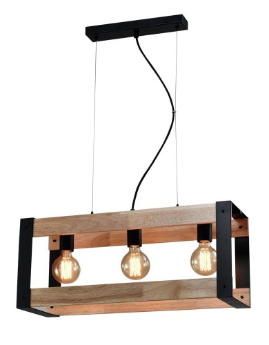 LAMPAMI - potrójna lampa wisząca, lampa wisząca loft, żyrandol loftowy, lampa drewno metal
