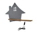 Lampa dziecięca kinkiet szary 4000K 4W LED HOUSE KIDS z przewodem