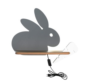 Lampa dziecięca kinkiet szary 4000K 4W LED RABBIT KIDS z przewodem WTYCZKĄ SZARY+BIAŁY