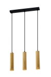 Potrójna lampa wisząca czarna tuby drewniane 25 cm 3xGU10 25W TUBO