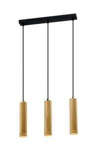 Potrójna lampa wisząca czarna tuby drewniane 25 cm 3xGU10 25W TUBO
