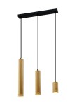 Potrójna lampa wisząca czarna tuby drewniane mix 3xGU10 25W TUBO 