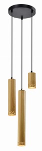 Potrójna lampa wisząca czarna tuby drewniane mix talerz 3xGU10 25W TUBO 