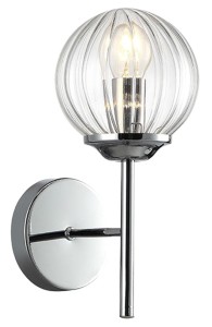 Srebrny kinkiet klosz szklana kula 1xE14 40W BEST 2 CHROM