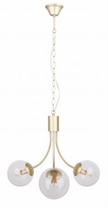 Złota lampa wisząca klosze szklane kule 3xE14 40W DANI 