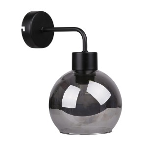 Czarny kinkiet klosz dymiony 1xE27 40W LADY