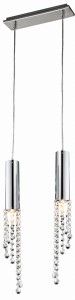 Srebrna lampa wisząca kryształki 2xGU10 3W LED DUERO CHROM BEZ ŻARÓWKI 