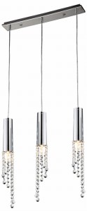 Srebrna lampa wisząca kryształki 3xGU10 3W LED DUERO CHROM BEZ ŻARÓWKI 