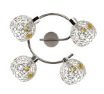 Srebrna lampa sufitowa z kryształkami 4xG9 40W ARON spirala kryształki bursztyn