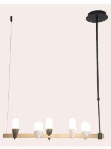 Designerska lampa wisząca ledowa czarna ze złotym 130 cm SAKAI 5 