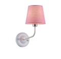 LAMPAMI - lampa ścienna biała, kinkiet do salonu, kinkiet nowoczesny biały, biały kinkiet różowy klosz