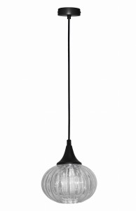 Lampa wisząca pojedyncza szklana kula ryflowana 1XE14 145 mm EXETER 1