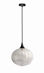 Lampa wisząca pojedyncza szklana kula ryflowana 1XE14 240 mm EXETER 1