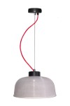 Czarna z czerwonym lampa wisząca pojedyncza ryflowana 1XE27 LIVERPOOL 1