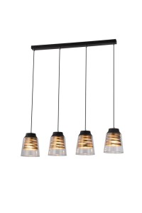 Lampa wisząca czarna z transparentnymi kloszami 120 cm 4xE27 60W FRESNO 