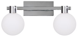 Srebrny kinkiet podwójny klosze białe kule 2xG9 40W MALDUS CHROM