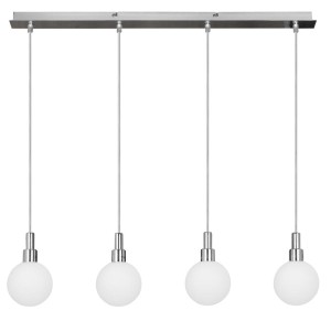 Srebrna lampa wisząca klosze białe kule 4xG9 40W MALDUS CHROM
