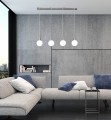 LAMPAMI - lampa wisząca srebrna, klosze szklane kule, lampa wisząca do salonu