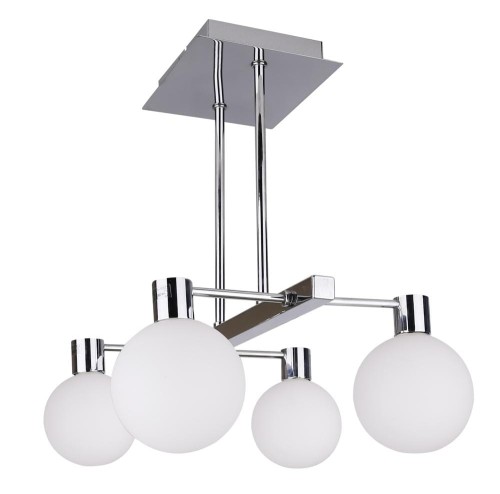 LAMPAMI - lampa wisząca srebrna, klosze szklane kule, lampa wisząca do salonu