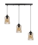 Potrójna lampa sufitowa wisząca czarna klosz bursztynowy 3xE27 60W FELIS
