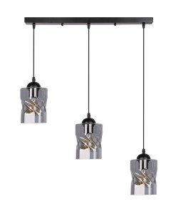 Potrójna lampa sufitowa wisząca czarna klosz dymiony 3xE27 60W FELIS