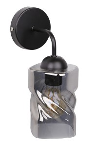 Kinkiet do salonu czarny klosz dymiony 1xE27 60W FELIS