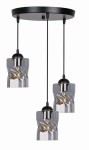 Potrójna lampa sufitowa wisząca czarna klosz dymiony talerz 3xE27 60W FELIS 