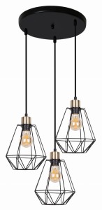 Potrójna lampa loftowa czarna wisząca 3xE27 60W PRIMO