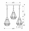 LAMPAMI - lampa sufitowa czarna szkic