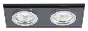 Oprawa sufitowa podwójna stała prostokąt czarne szkło chrom SS-21 CH/BK MR16 2x50W