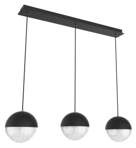 Potrójna lampa ledowa czarna 120 cm klosze szklane kule 3x5W LED 4000K FURNI APETI
