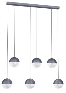 Szara lampa ledowa 120 cm klosze szklane kule 6x5W LED 4000K FURNI APETI