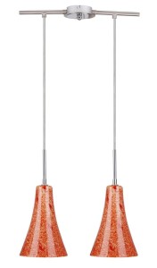 Srebrna lampa wisząca z pomarańczowym 2xE14 40W RUFI CHROM/SATYNA NIKIEL